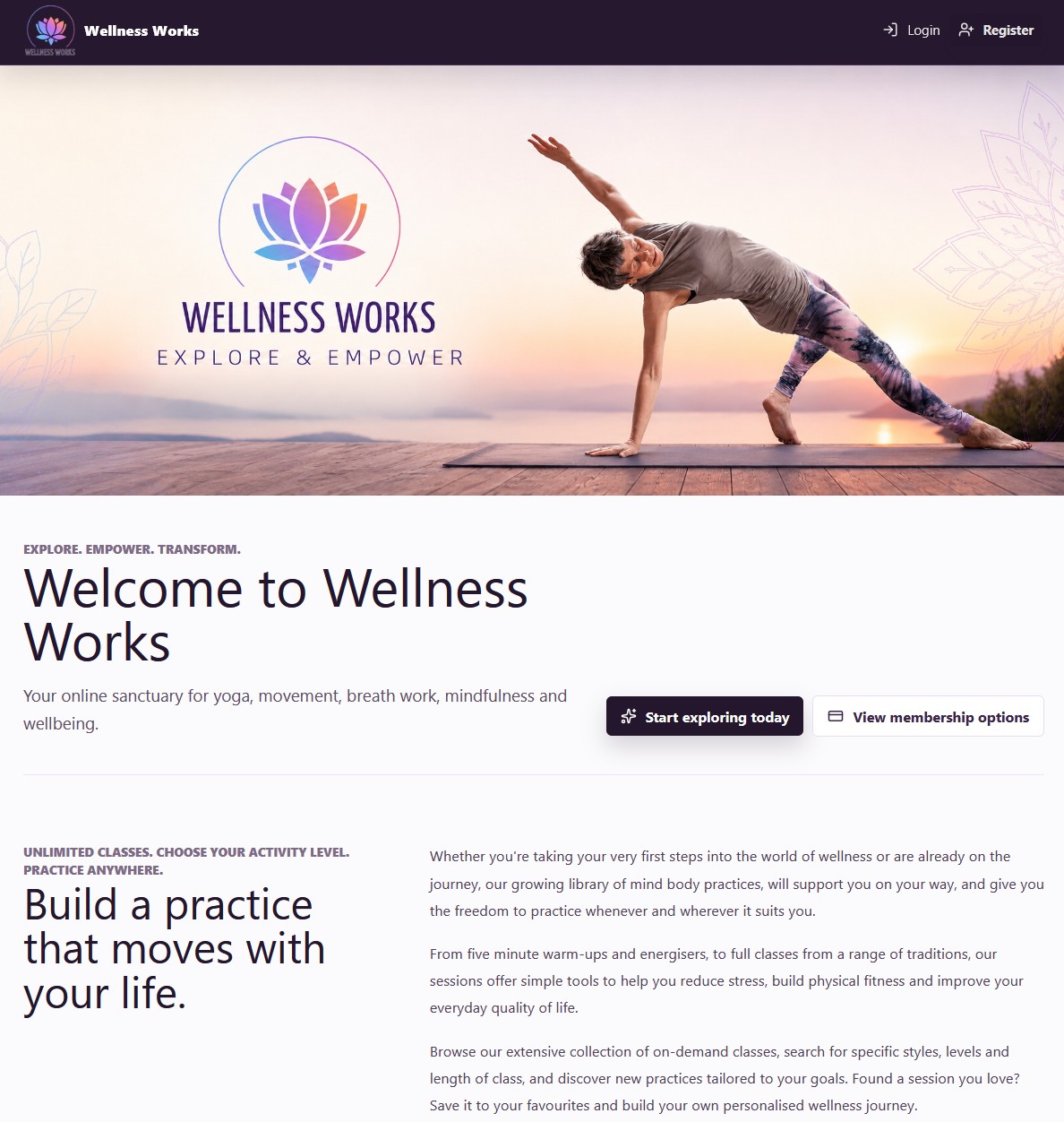 Wellness Works yoga video-on-demand subscription website